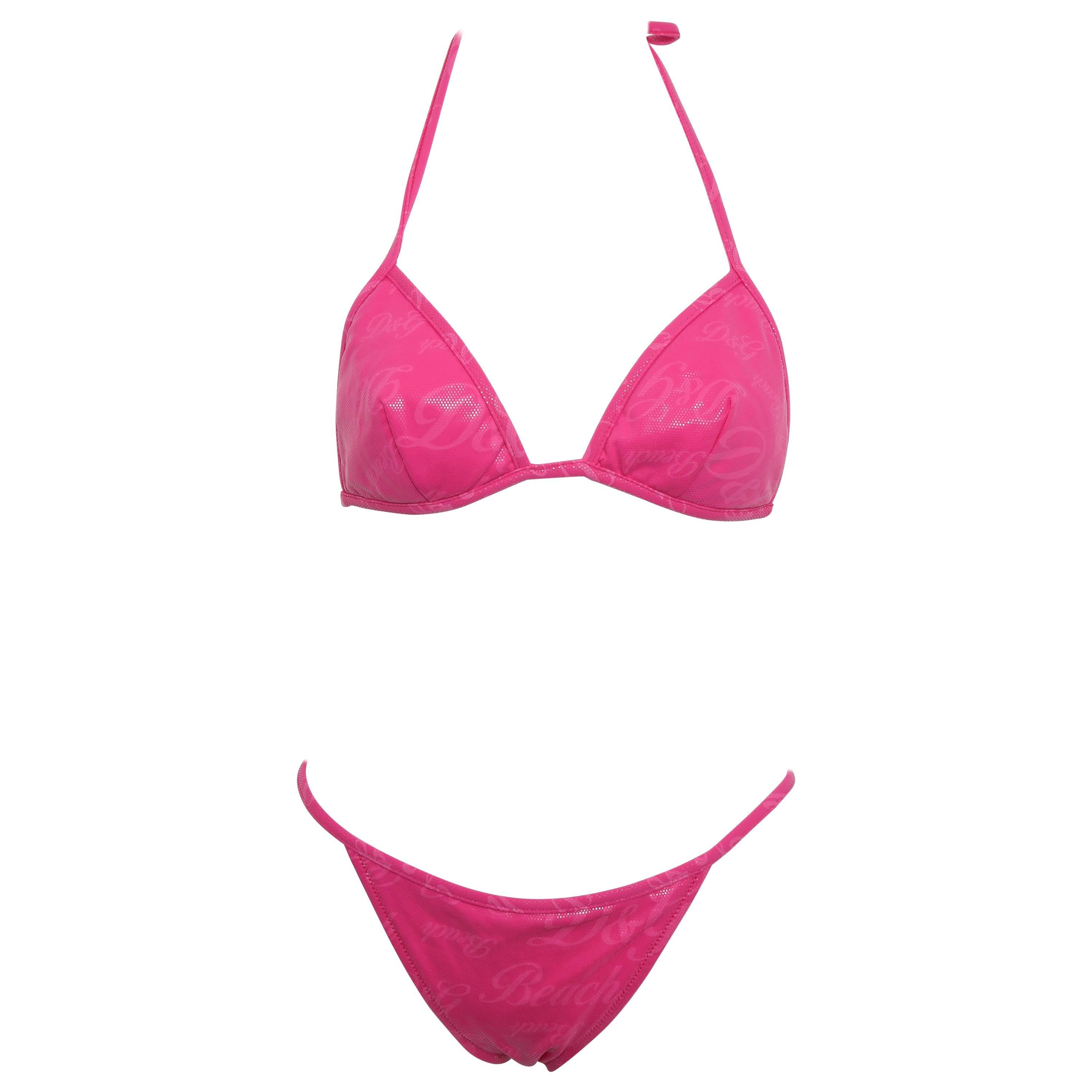 D&G Dolce & Gabbana Pink Bikini Swimwear  For Sale