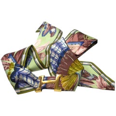 HERMES " Brazil " Twilly Scarf Ribbon & H buckle / VERY CUTE 