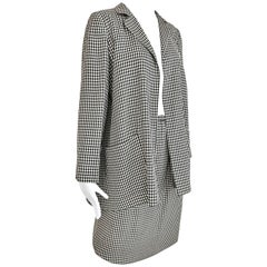 Vintage 1970s Christian Dior Couture Black and White Checkered Jacket and skirt set