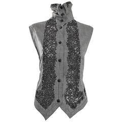 Rare Early Gianni Versace Black and White Houndstooth Plaid Embroidered Vest Top 8