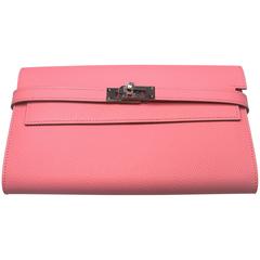 RARE Hermès long Kelly wallet Epsom leather Rose Confetti  / Brand New