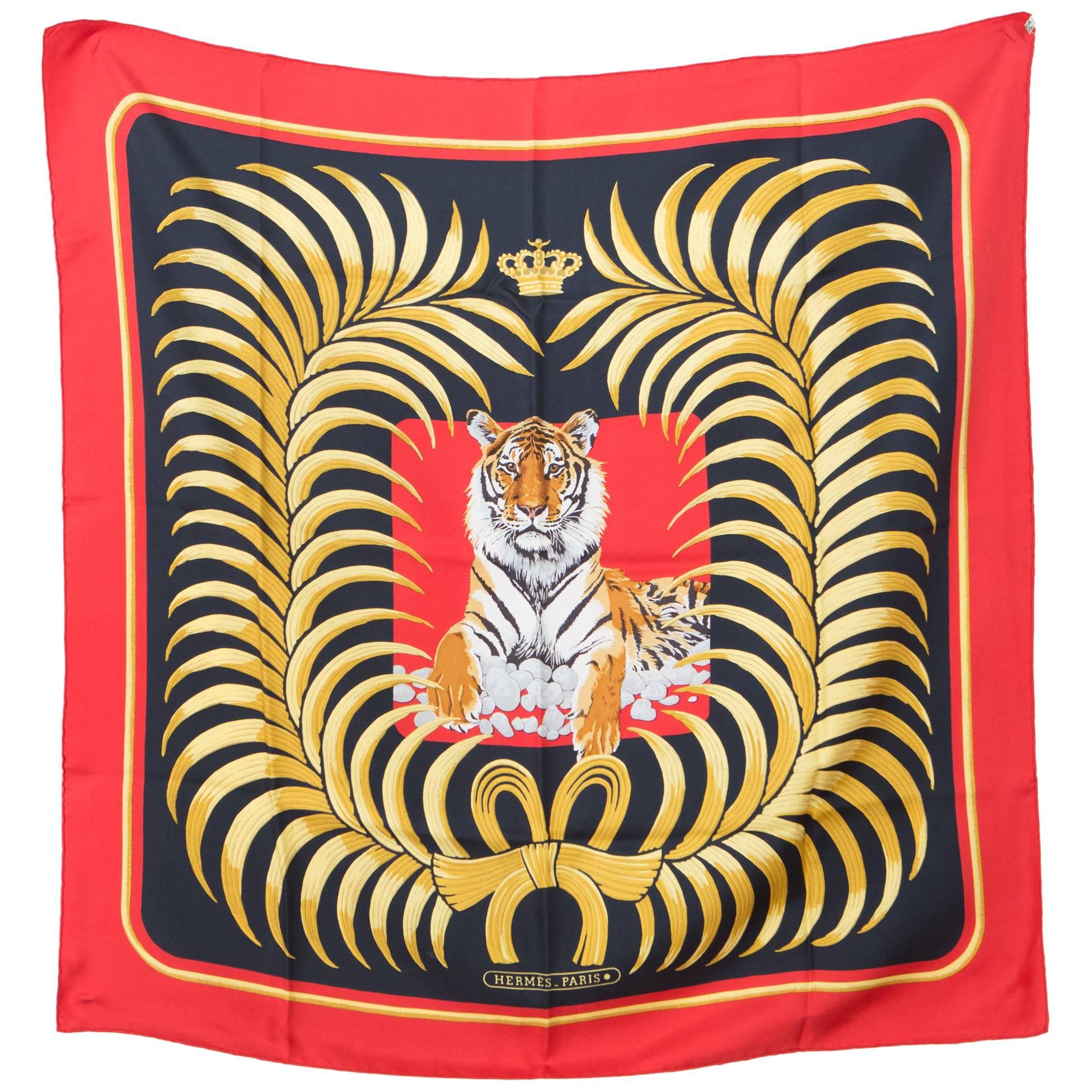 Rare Hermes Tigre Royal Silk Scarf