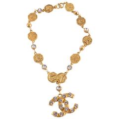 Iconic Chanel Gold Tone and Crystal Necklace 9