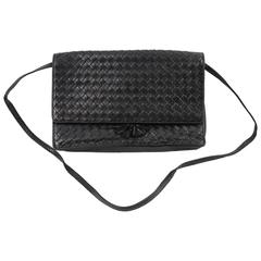 Bottega Veneta Vintage Intrecciato Black Leather Bag. Fair condition