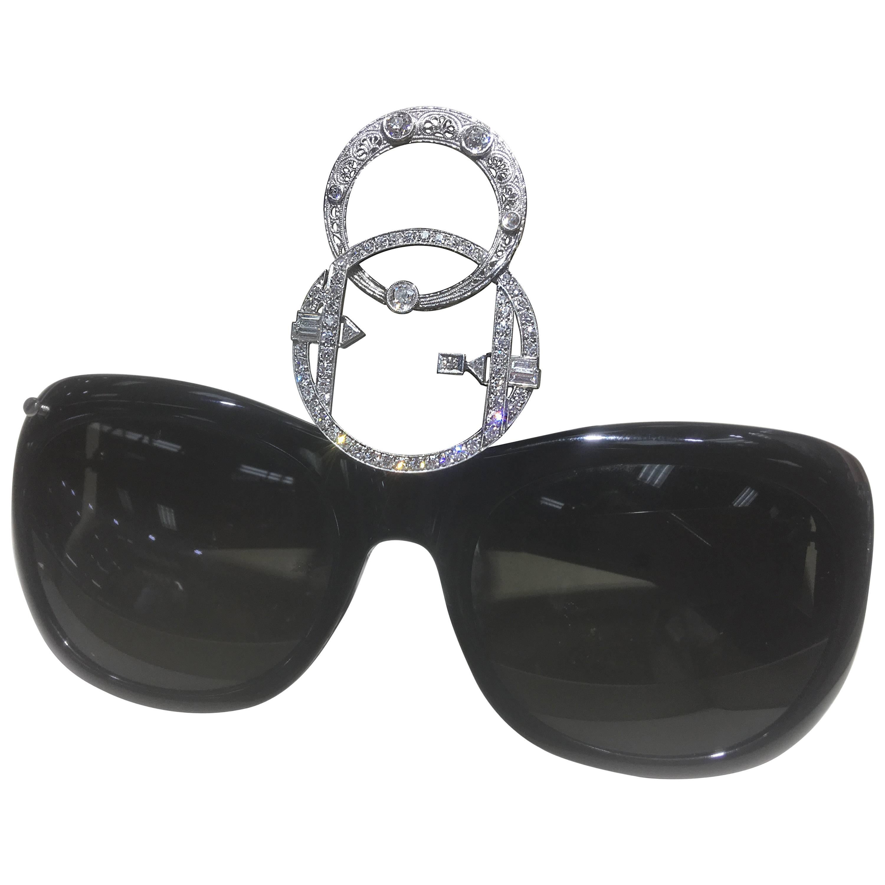 STACY ENGMAN ART ROYALTY - 2 Ct Diamond Sunglasses-Tiara In Platinum For Sale