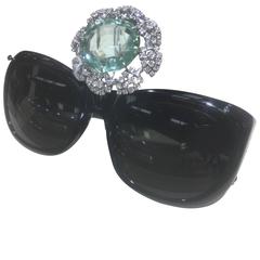 Stacy Engman ART ROYALTY 45ct Aqua with 4ct Diamond Sunglasses-Tiara in Platinum