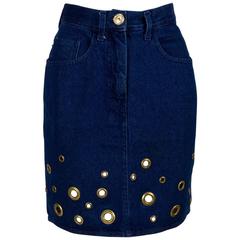1990s Moschino jeans eyelet skirt 12