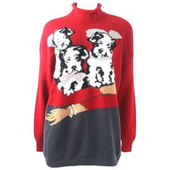 Krizia Maglia Puppies and Pearls Wool, Angora and Cashmere Sweater