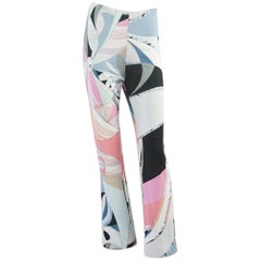 Emilio Pucci Grey and Pink Printed Jersey Palazzo Pants – 34