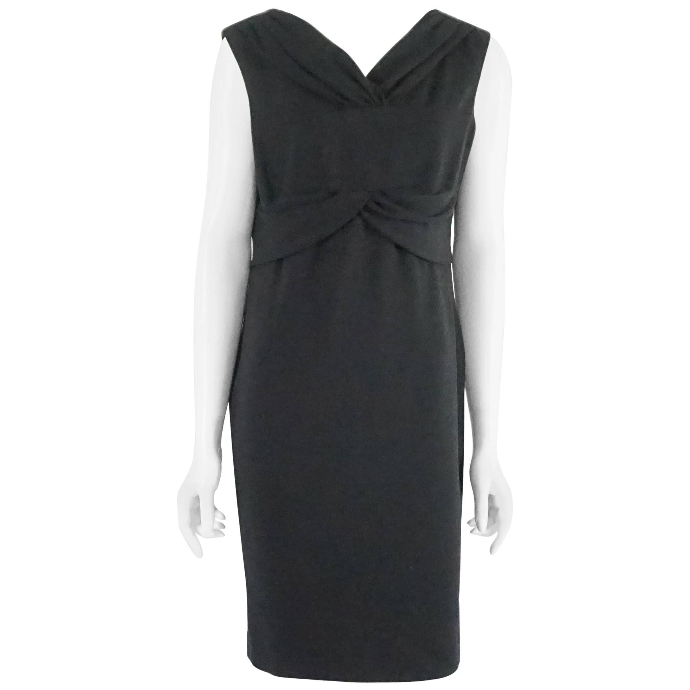  Valentino Black Wool Sleeveless Dress with Draped Neck – 8