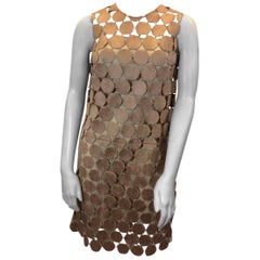 Marni Tan Crocheted Circle Pattern Sheath Dress