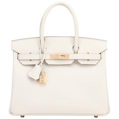 Hermes Craie 30cm Birkin Epsom Gold Hardware Off White Summer