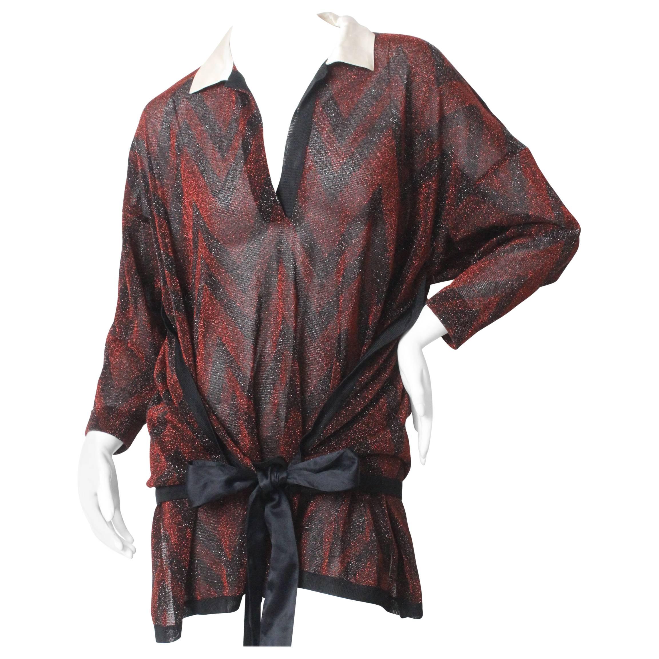 1980s Gianfranco Ferre Metallic Chevron Top For Sale