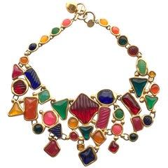 collier bib multicolore Anne Klein des années 1980
