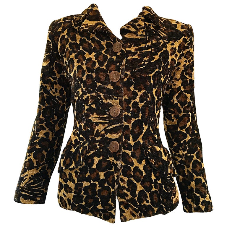 Iconic Yves Saint Laurent 1990s Leopard Print Chenille 