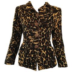 Iconic Yves Saint Laurent 1990s Leopard Print Chenille Vintage 90s Jacket Blazer 3