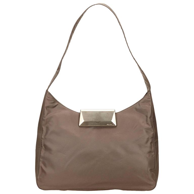 Prada Gray Nylon Shoulder Bag For Sale at 1stdibs