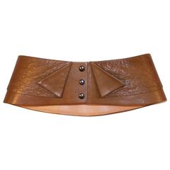 French 1980's Lasso Wide Leather Corset Belt for Neiman Marcus