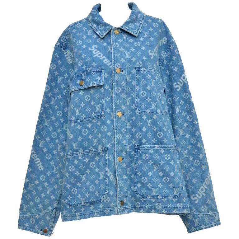 Louis Vuitton x Supreme Denim Barn Jacket Monogram Size 52 NWT
