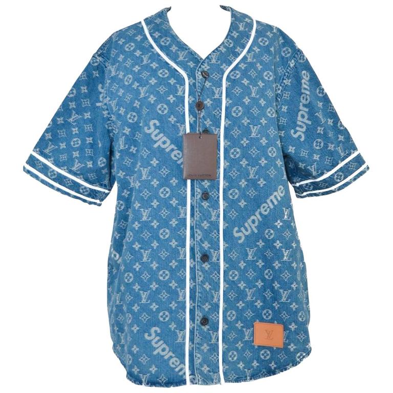 Louis Vuitton Supreme Denim Baseball Jersey