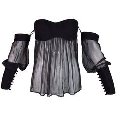 F/W 2002 Runway Gianni Versace Renaissance Sheer Black Strapless Corset Top 10