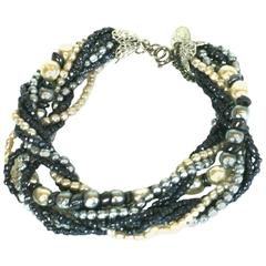 Miriam Haskell Grey and Cream Pearl Bracelet 10