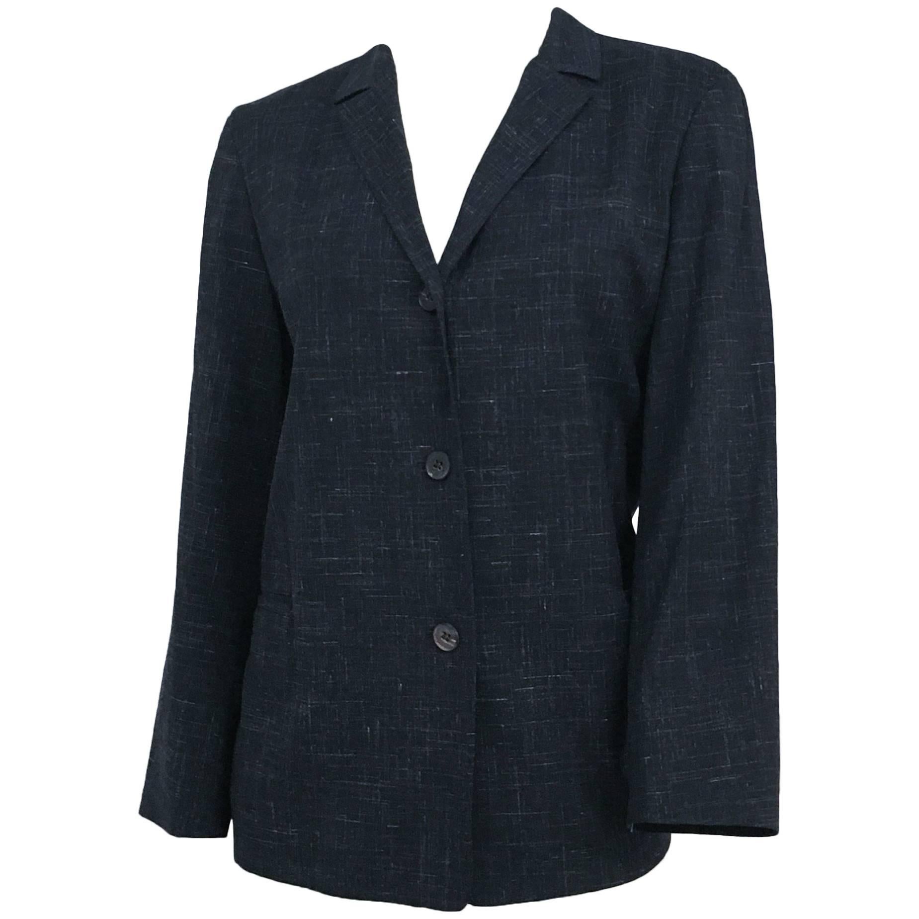 Jil Sander - Blazer classique bleu marine à mouchetures en vente