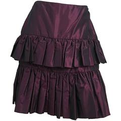 80s Galanos Couture Purple Taffeta Tiered Skirt 7