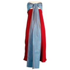 1990s Jean Paul Gaultier Vintage Color Block Strapless Dress sith Silk Tie 5
