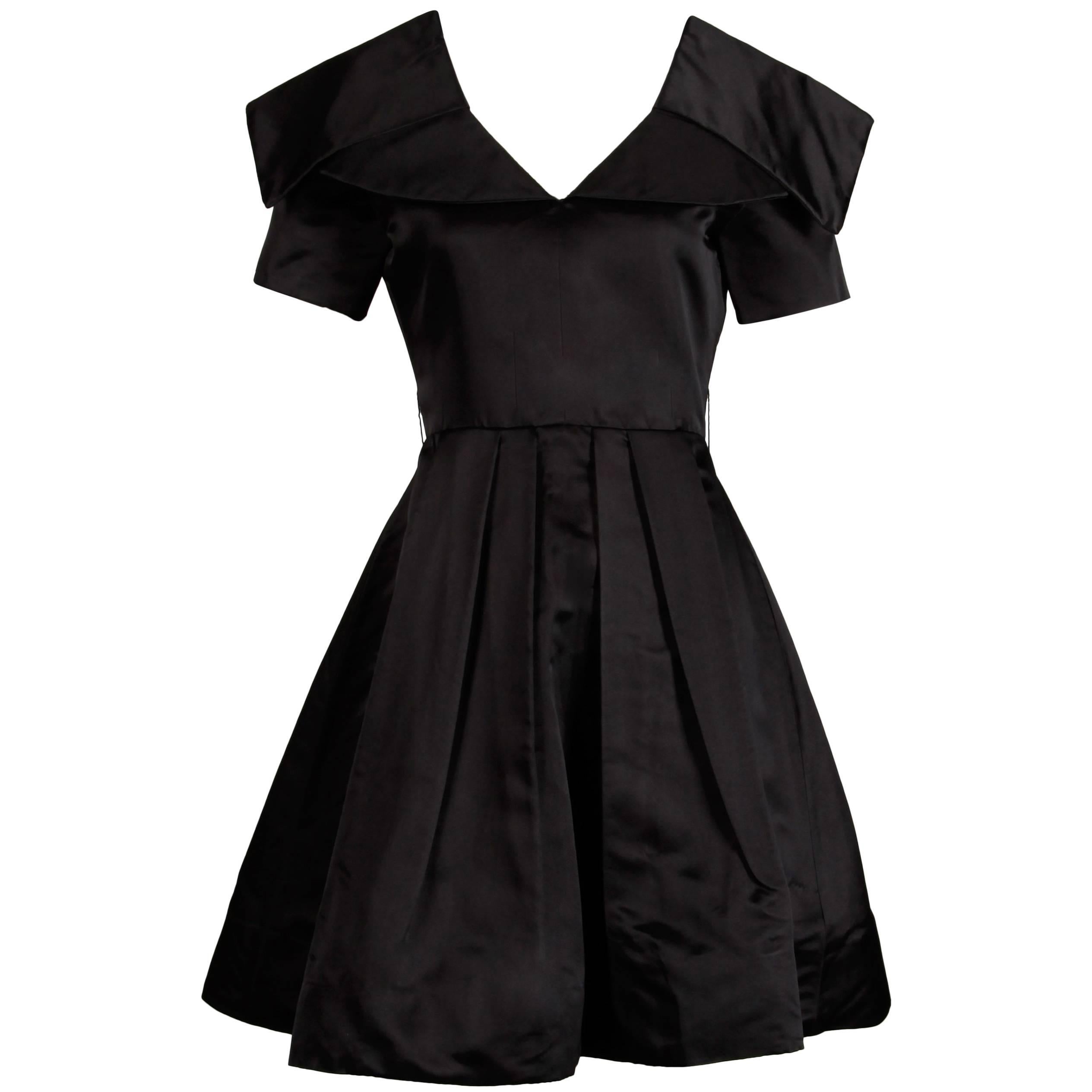Arnold Scaasi Vintage Black Silk Satin Dress