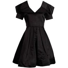 Arnold Scaasi Vintage Black Silk Satin Dress 10