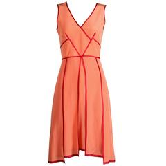 Unworn with Tags Sportmax by Max Mara Coral + Burgundy Silk "Eiffel" Dress 1