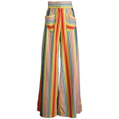 Epic 1970s Betsey Johnson for Alley Cat Vintage Rainbow Striped Palazzo Pants 11