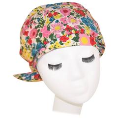 Cute C.1970 Floral Turban Head Wrap Hat