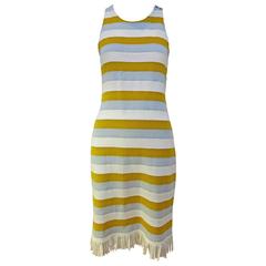 Tory Burch Fringe Mustard Blue Striped Dress 7