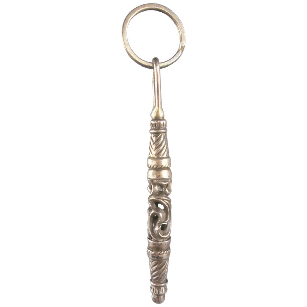 CHROME HEARTS Sterling Silver Long Wand Charm Key Chain Ring