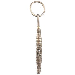 Used CHROME HEARTS Sterling Silver Long Wand Charm Key Chain Ring