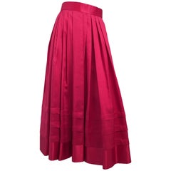 80s Red Silk Flared Dress