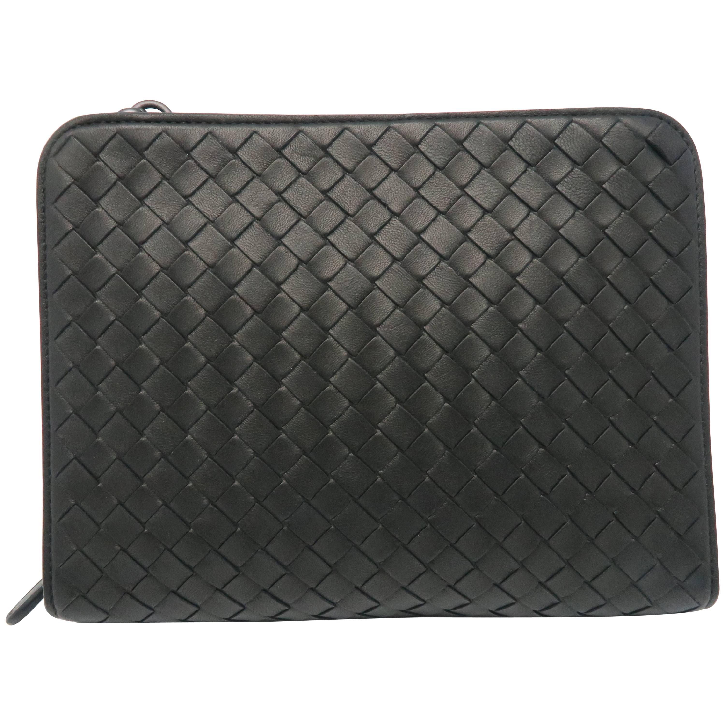 Chanel Black Intrecciato Leather Chain Shoulder Bag For Sale