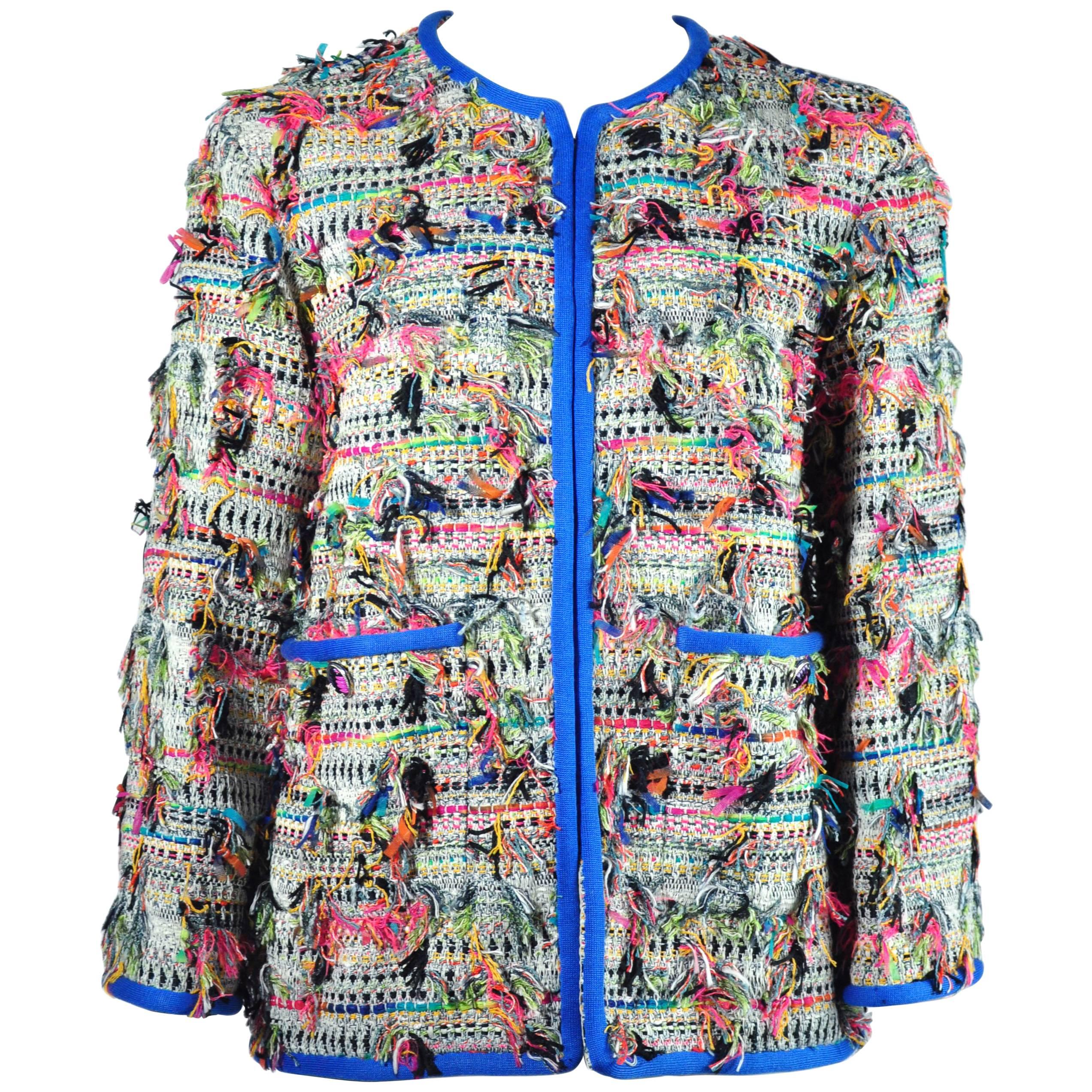Chanel Runway Multicolor Cotton Tweed Jacket, Spring / Summer 2017    For Sale