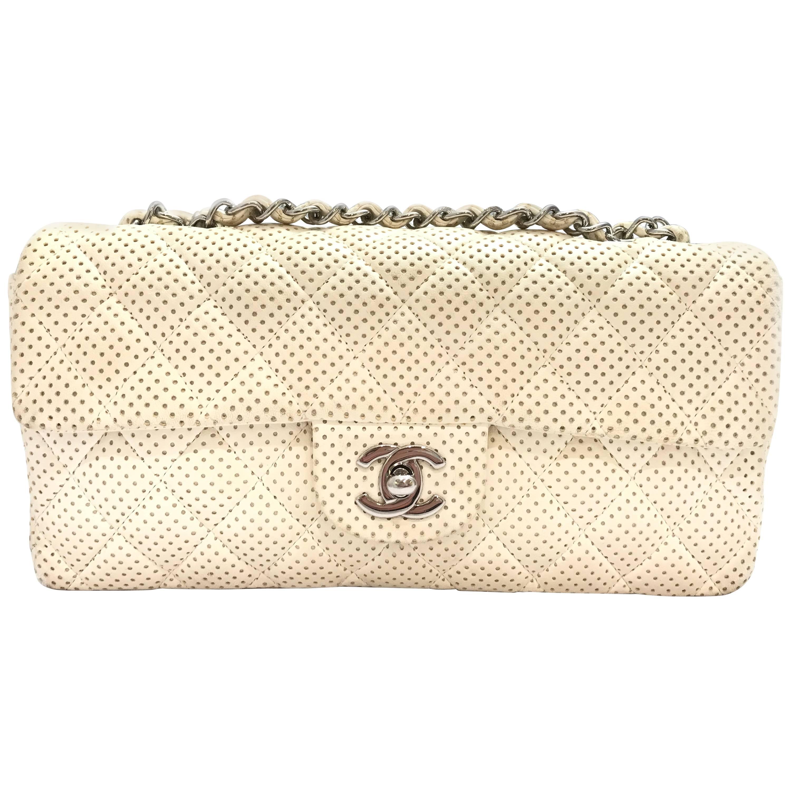 Chanel White Quilting Lambskin Leather Shoulder Tote Bag For Sale