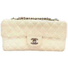 Chanel White Quilting Lambskin Leather Shoulder Tote Bag