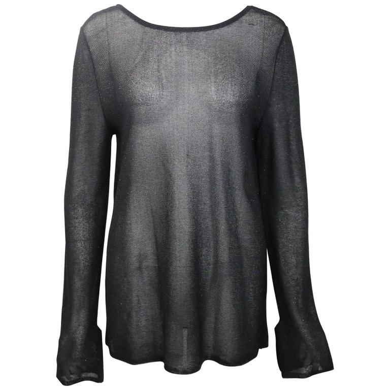 Gucci By Tom Ford Black Glitter See Through Long Sleeves Top For Sale ...