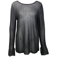 Vintage Gucci By Tom Ford Black Glitter See Through Long Sleeves Top 