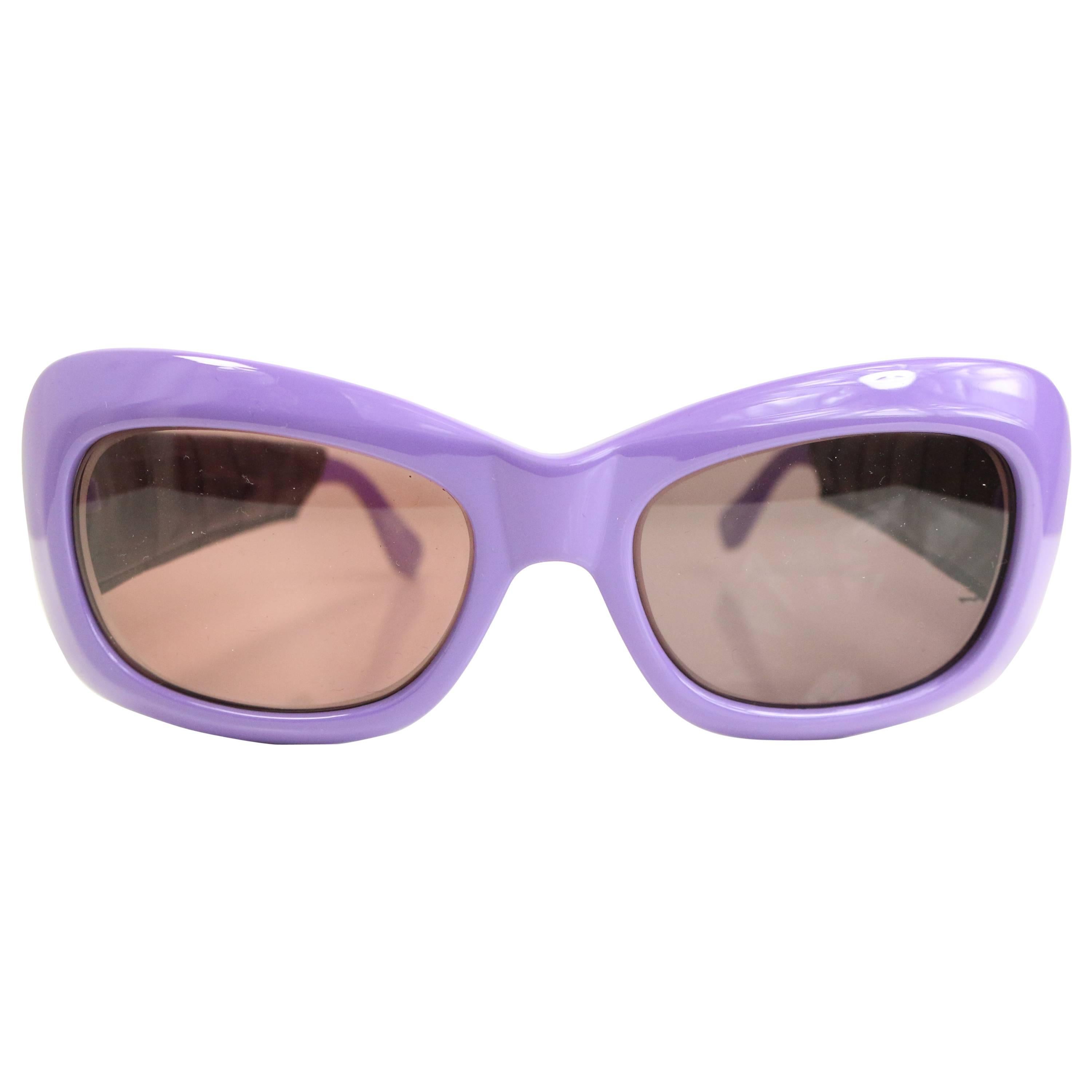 Gianni Versace Purple Croc Leather Sunglasses