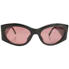 Chanel Black Frame "CC" Mirror Sunglasses 