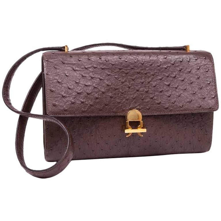 Vintage Hermes Bag In Brown Ostrich Leather At 1stdibs Vintage Hermes Bag In Brown Ostrich Leather For