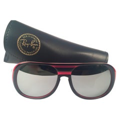 New Vintage Ray Ban B&L Timberline Black & Red Mirror Lenses Sunglasses USA