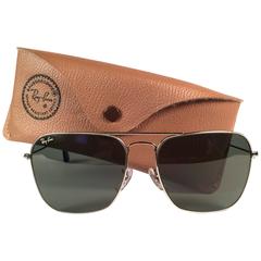 New Vintage Ray Ban Caravan Silver 58MM G15 Grey Lenses 1970's B&L Sunglasses
