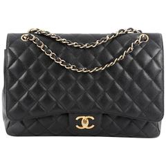Chanel Classic Double Flap Bag Quilted Caviar Maxi
